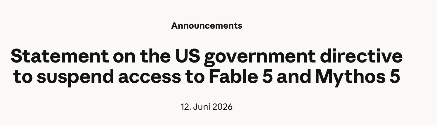US Government suspends anthropics fable model